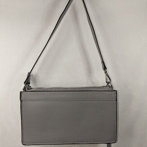 JUICY COUTURE GRAY AUDRINA SHOULDER BAG WRISTLET WITH TRI-COLOR STUDS. - Picture 3 of 8